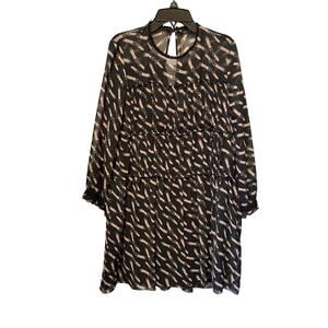 Zara Basic Collection Buckle Print Babydoll Dress Sheer w/Attached Slip Size XS